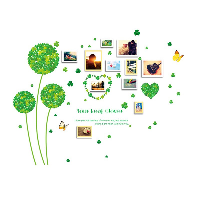 Decal dán tường Combo trái tim và tú cầu xanh AmyShop ( 100 x 220 cm)