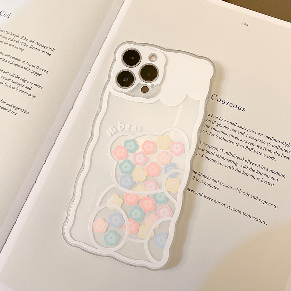 Ốp iphone 11 Ốp Điện Thoại Silicon Mềm Họa Tiết Hoa Và Gấu Cho iphone 7 8 plus 11 pro