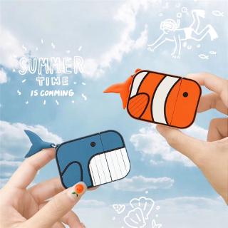 Vỏ Bảo Vệ Hộp Sạc Tai Nghe Airpods 2/ Pro/ 3 Bằng Silicon Họa Tiết Cá Voi Nhỏ Dễ Thương Ba Chiều