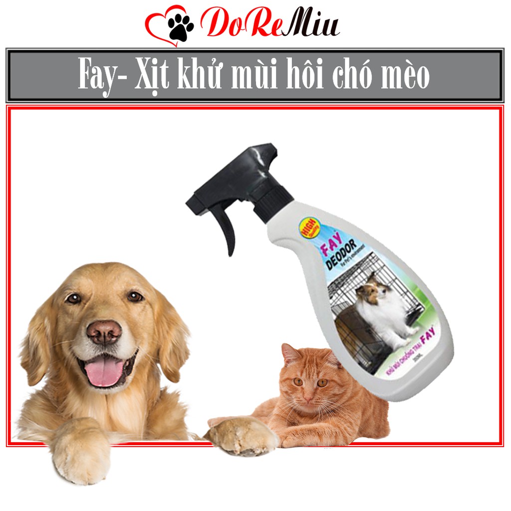 Doremiu- Fay deodor 350ml Xịt khử mùi hôi thú cưng, vệ sinh chuồng trại cho chó mèo thú cưng