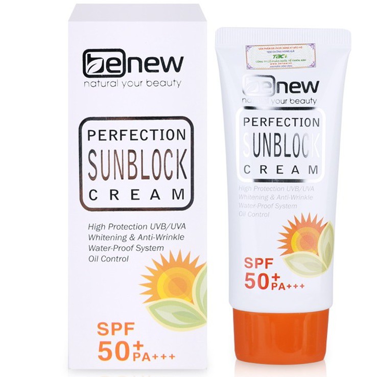 [HÀNG CHÍNH HÃNG] Kem Chống Nắng Dưỡng trắng Da Kiềm Dầu Lên Tông BENEW PERFECTION SUNBLOCK CREAM SPF 50 PA +++ 50ml Hàn