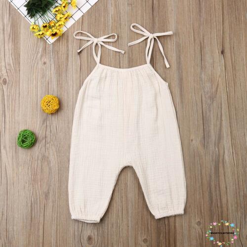 Trang phục jumpsuit phối dây bằng cotton thời trang cho bé gái 0-24 tháng