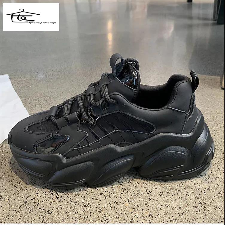 Giày Đế Dày Tăng Chiều Cao Thoải Mái Màu Trắng Đen Thời Trang Xuân Hè Cho Nữ