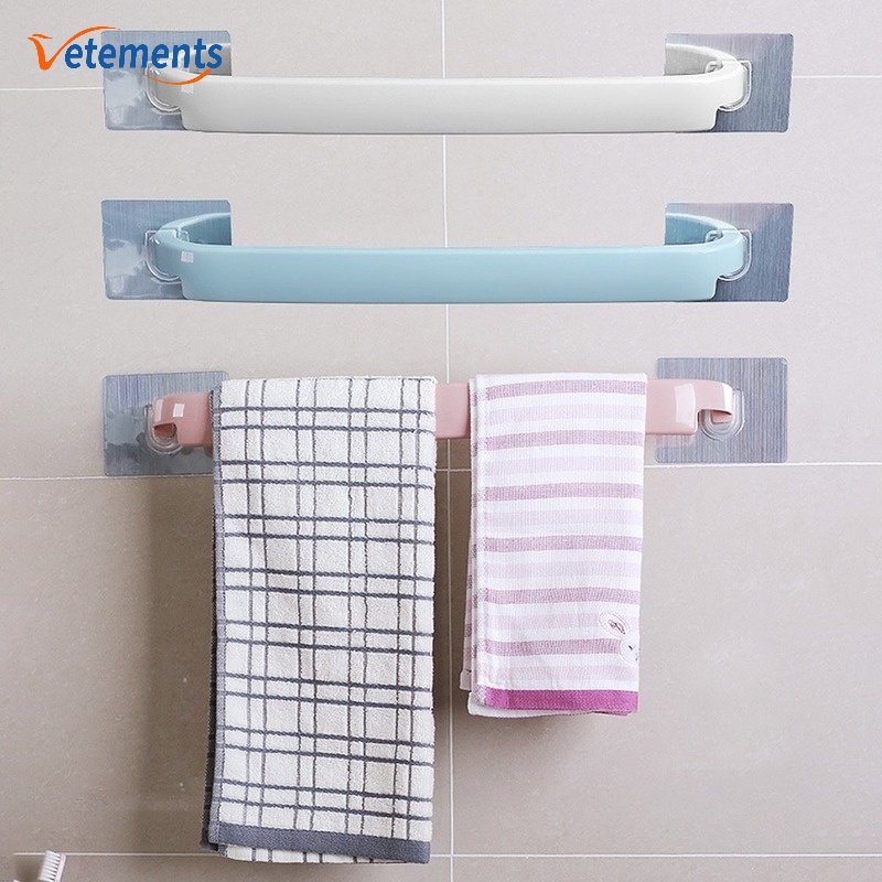 Giá Đỡ Thanh Treo Dép / Khăn Tắm Dán Tường Bằng Nhựa PP Không Đục Lỗ Siêu Dính Có Thể Tháo Rời