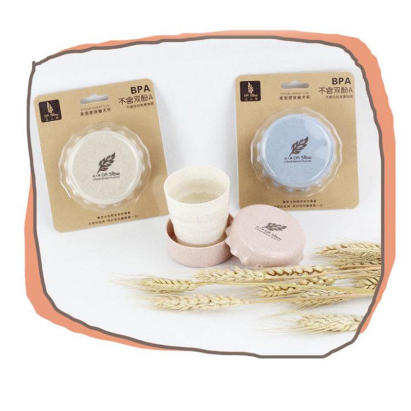 SG - Ly cốc uống nước lúa mì gấp gọn xếp gọn bỏ túi du lịch