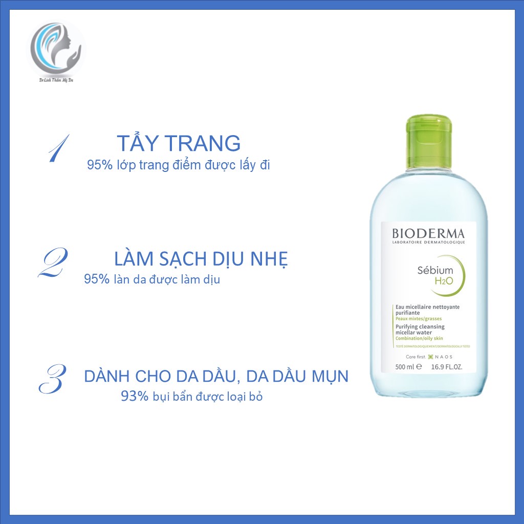 Nước tẩy trang Bioderma Sebium H2O cho da dầu mụn TT01