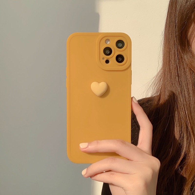 (SIÊU RẺ) Ốp lưng iphone trơn nhám bảo vệ cam tim tròn xanh vàng 7plus/8/8plus/x/xr/xs/11/12/13/pro/max/plus/promax