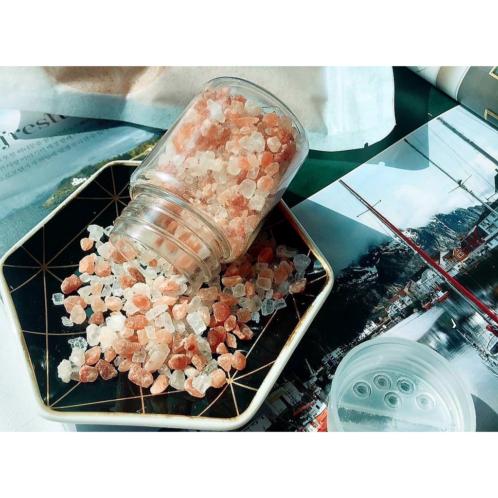 Combo 2 muối hồng himalayan QAISAR tinh khiết nhập khẩu dạng thô/mịn dùng nấu ăn, thải độc, ăn kiêng