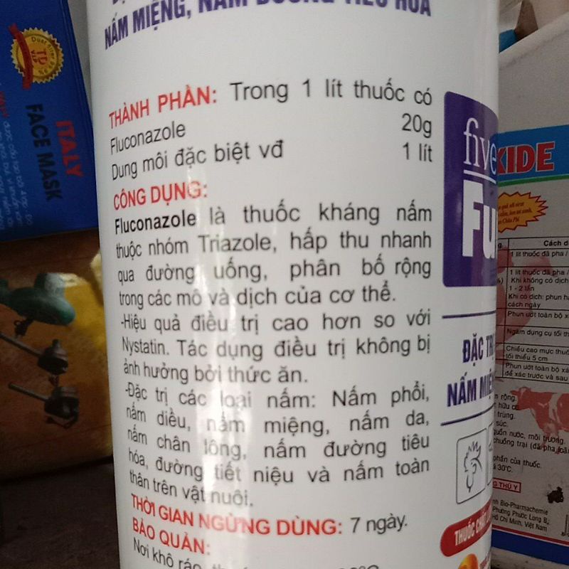 Funazole nấm da, nấm toàn thân nấm chân lông thú y nấm diều nấm phổi miệng gây ho, chó mèo thỏ gà chọi gà đá chim