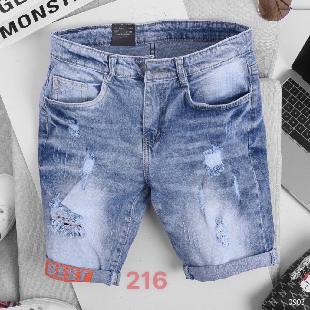 Quần short jean nam xanh rách cao cấp - chất liệu bò co giãn tốt ( Hàng chuẩn shop) Lady-Hn Store88 KV258
