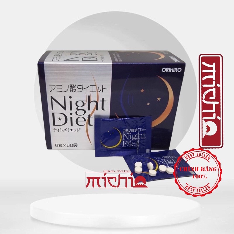 [Nội địa] Viên uống giảm cân Night Diet Orihiro hộp 60 gói Nhật Bản