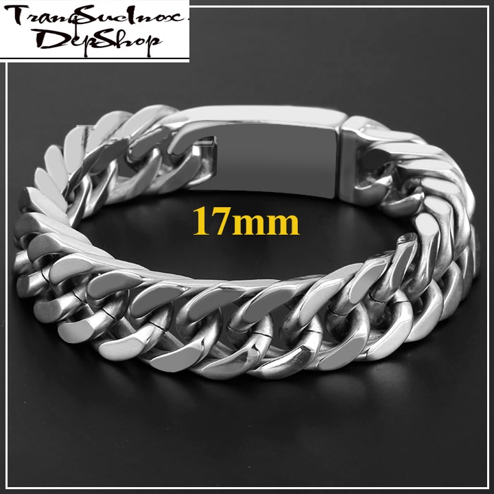 Lắc tay nam kiểu lặc đổi bản to 17mm khóa hộp thời trang bằng inox không đen, không gỉ đem lại đẳg cấp phong độ nam tinh