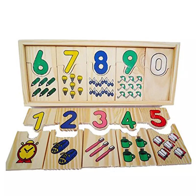 Thẻ Ghép Số 1 Đến 10 Học Đếm Bằng Gỗ Tặng Kèm Bộ 40 Flashcard Học Chữ