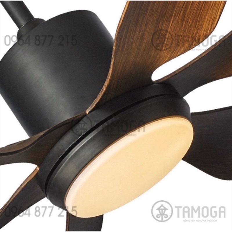 Quạt trần đèn dấu cánh, quạt có đèn 6 cánh gỗ DQ 8090 + Tặng kèm khiển