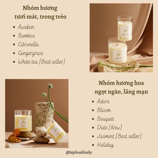 Nến thơm mini AGAYA/ Candle Cup (hộp travel size 45g/ bấc gỗ), có tách set (được chọn mùi)