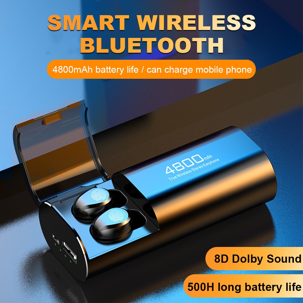 Tai nghe Bluetooth True wireless Vinetteam S11 TWS 5.0 kiêm pin dự phòng 4800 mAh không dây 8D cảm ứng