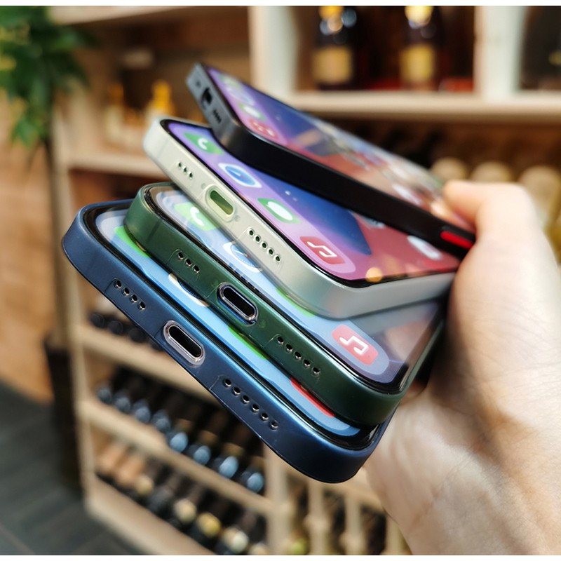 Ốp điện thoại trong suốt màu trơn nhám cho iPhone 12 11 Pro Xs Max 6 6S 7 8 Plus X XR