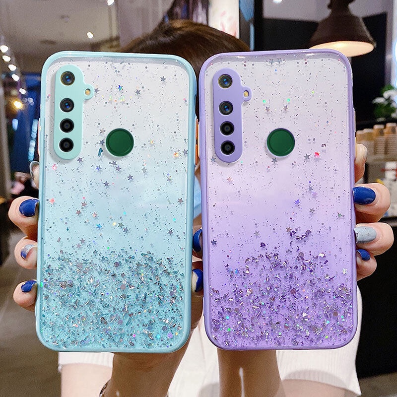 Ốp điện thoại mềm chống sốc họa tiết ngôi sao lấp lánh cho OPPO Realme 5 6i 5i 5s