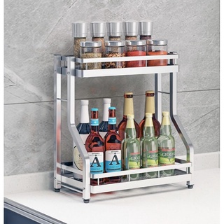 INOX 304 KỆ GIA VỊ 2 TẦNG NHỪ BẾP ĐẶT BÀN INOX XƯỚC GIÚP KHÔNG GIAN NHÀ BẾP TRỞ NÊN GỌN GÀNG HƠN