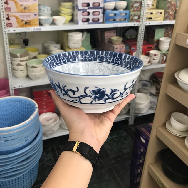 Tô vân cổ hoa xanh 6 inch - 7 inch Bát Tràng