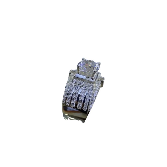 Nhẫn Bạc ý Mạ vàng Trắng, Phối đá Mỹ - Series 98 - Silver PlatinRing + Cubiz Stone Luxury 98
