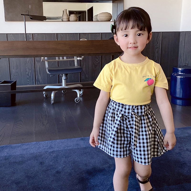 [SIÊU HOT] Set Áo Thun Cộc Tay + Quần Váy Caro phong cách Hàn Quốc CỰC XINH cho bé gái (8-18kg)