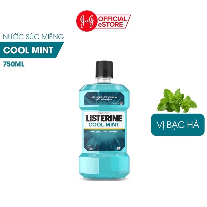 Nước súc miệng listerine Cool Mint, trà xanh, gừng, chanh, bạc hà