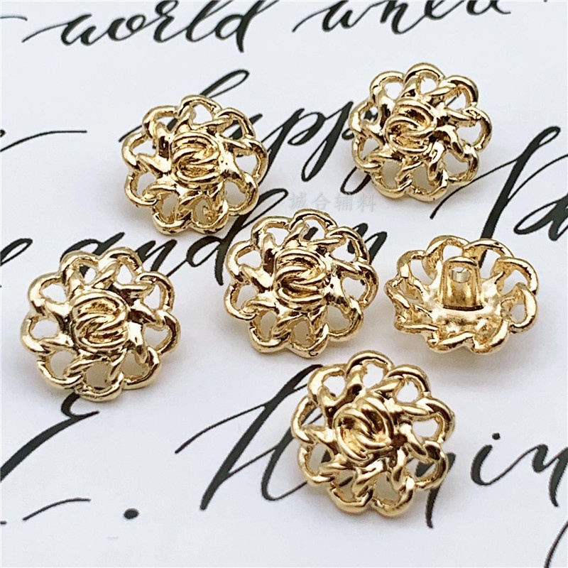 10 cái / lốc Đồ trang trí thiết kế hoa vàng cho quần áo Nút bấm 20mm cho quần áo Đồ dùng may Nút cho áo sơ mi