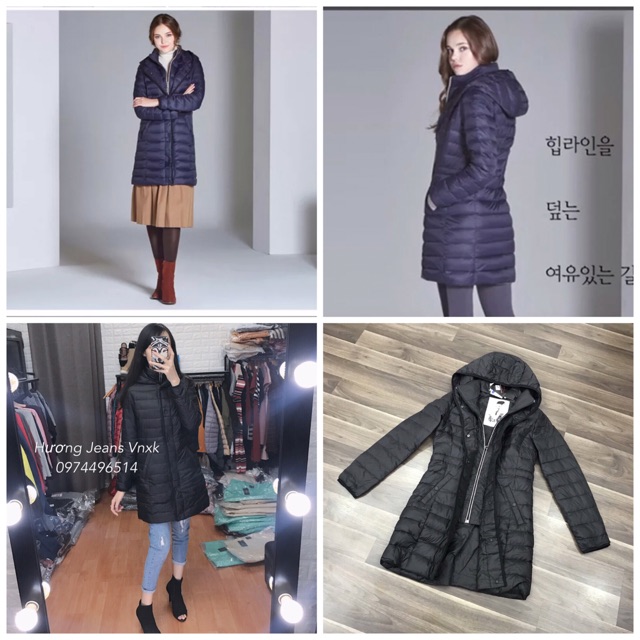 Áo ohao lông vũ dáng dài