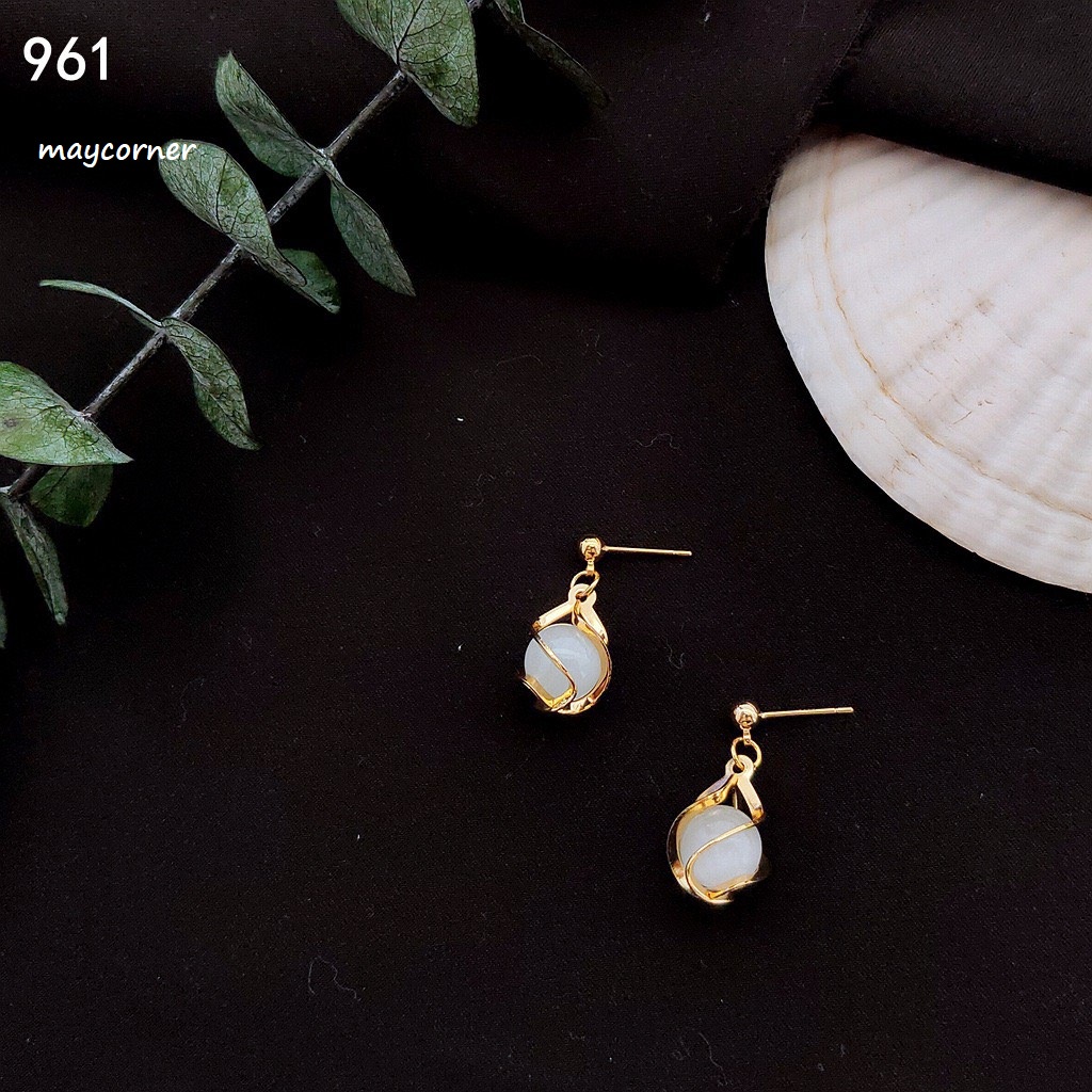 Khuyên tai bông tai giọt nước mạ bạc 925 cao cấp 961-962