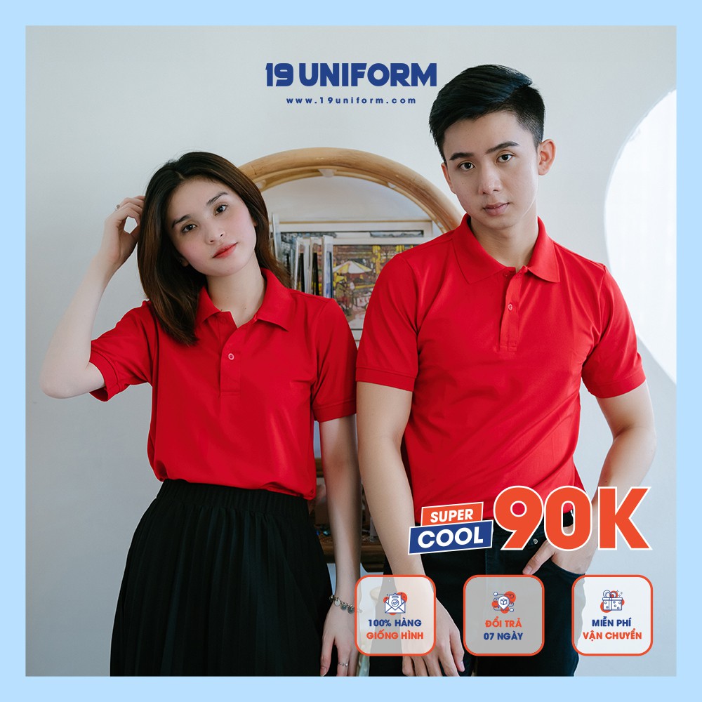 Áo polo nam nữ màu đỏ 19 UNIFORM, đủ màu, đủ size, trẻ trung phong cách basic.
