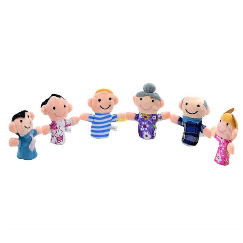 Set 6 Con Rối Ngón Tay Hình Gia Đình Nhồi Bông Mini Dành Cho Bé