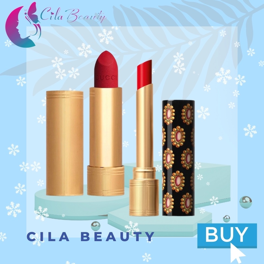 Son Gucci Rouge De Beaute Brillant Glow & Care Lip Colour 2021,Son dưỡng có màu, Son Gucci Rouge Matte Lipstick