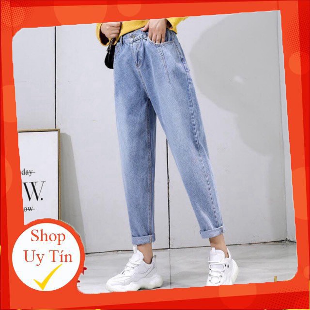 Quần Baggy Jeans Basic Trơn - Form Baggy, lưng thun co giãn thoải mái