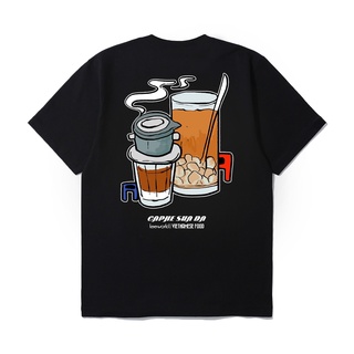 G7dx /áo thun teeworld tw x vietnamese food - ca phe sua da nam nữ trắng đen form rộng unisex！