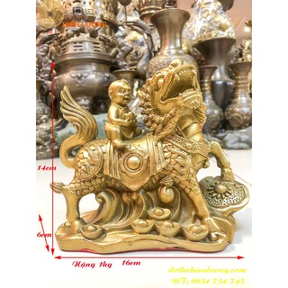 Kỳ Lân Tống Tử Phong Thủy Cầu Con Trai - Kì Lân Cõng Đồng Tử Cầu Con Trai