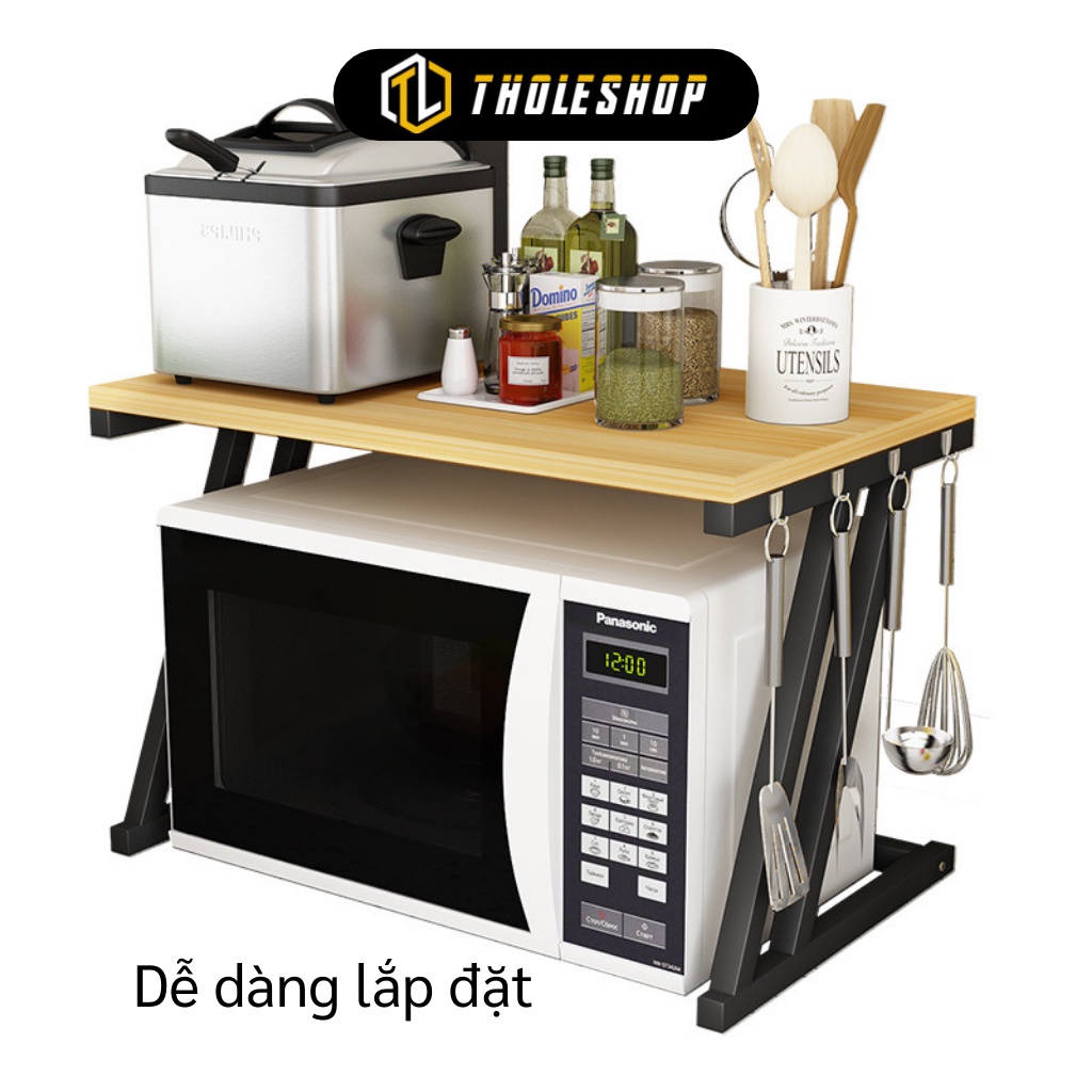 Kệ Nhà Bếp - Kệ Để Lò vi Sóng Chữ Z Sơn Tĩnh Điện Chống Ẩm, Có Móc Treo Bên Cạnh 9466