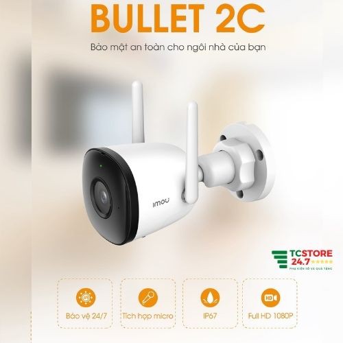 [Xả kho] Camera Wifi Ngoài Trời IMOU F22P Bullet 2C  Ngoài Trời 2 Dâu  Camera An Ninh Giám Sát Có nhận dạng con người