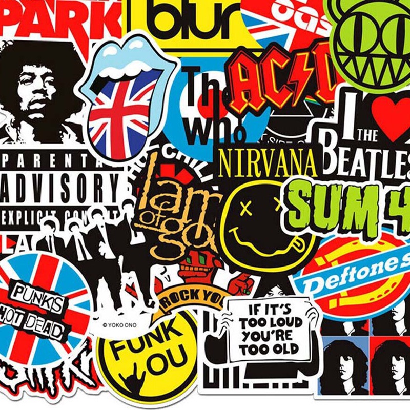 Bộ 10 Miếng Dán Kim Loại Cho Nón Bảo Hiểm Laptop 5 Kiểu Rock Punk
