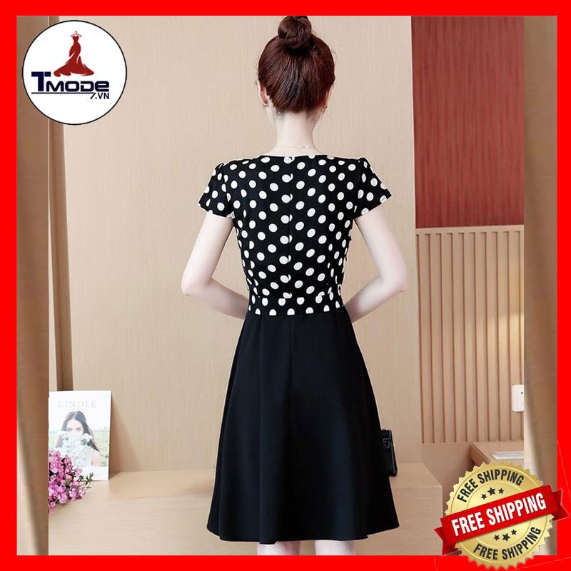 [VIDEO + ẢNH THẬT] ĐẦM XÒE CHẤM BI SIZE M, L, XL TAY CON CỘT NƠ THỜI TRANG CÔNG SỞ | BigBuy360 - bigbuy360.vn