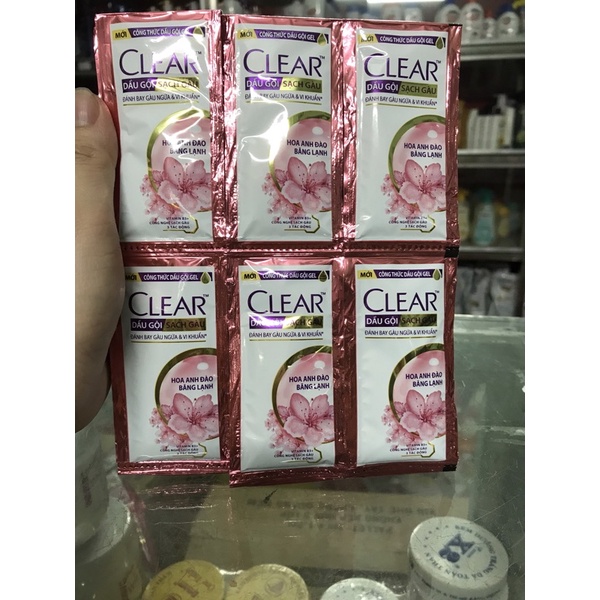 DÂY DẦU GỘI SẠCH GÀU CLEAR (1 DÂY CLEAR BẠC HÀ 10 gói (1 gói 7g), DÂY CLEAR ANH ĐÀO (1 DÂY 12 GÓI / 1 GÓI 6g)