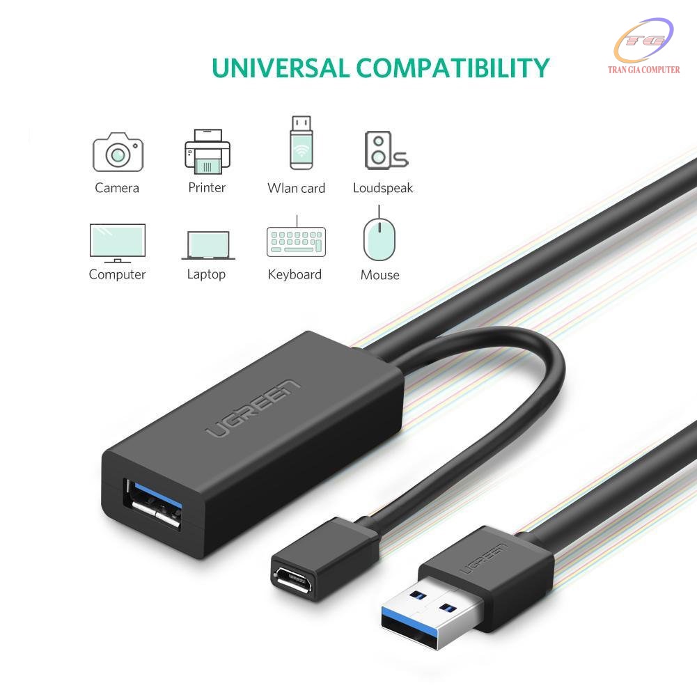 Cáp nối dài USB 3.0 dài 5M/10M có nguồn phụ Ugreen