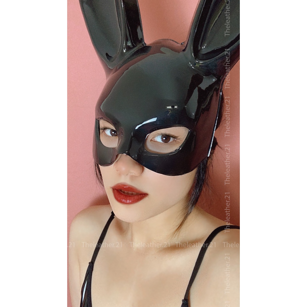 Mặt nạ thỏ bunny sexy đen bóng, mặt nạ hóa trang halloween play boy