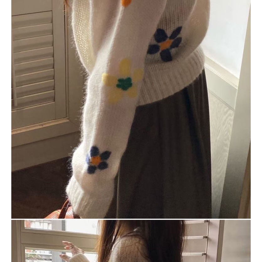 Áo Sweater Cổ Tròn Dáng Rộng Mềm Mại Phong Cách Hàn Quốc Cho Nữ