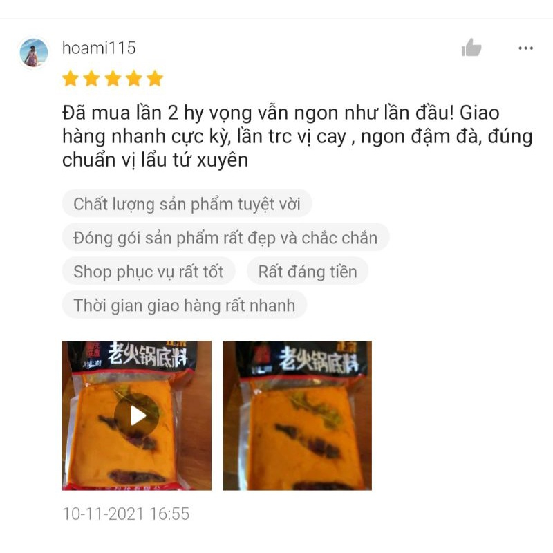 Gia vị lẩu cay Trùng Khánh Tứ Xuyên gói 500gr