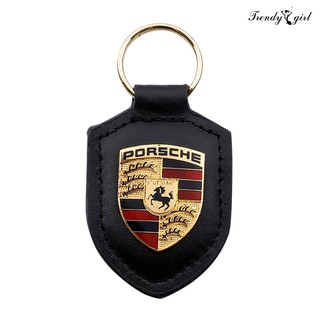 Móc Khóa Hình Logo Porsche Bằng Da