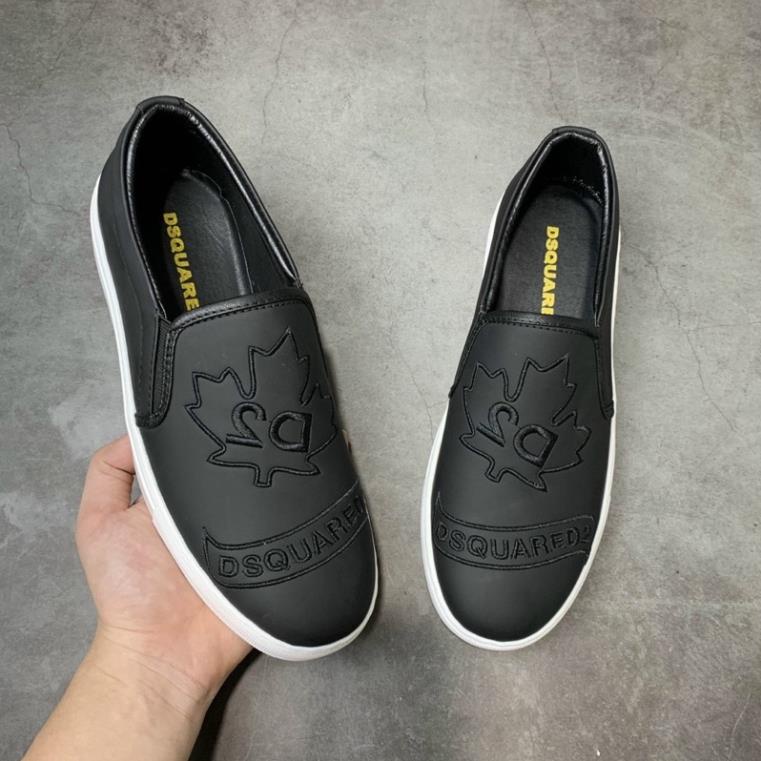 Giày Lười DSQ Chữ Thêu - Giày Slipon DSQ Đế cao Su Cho Nam