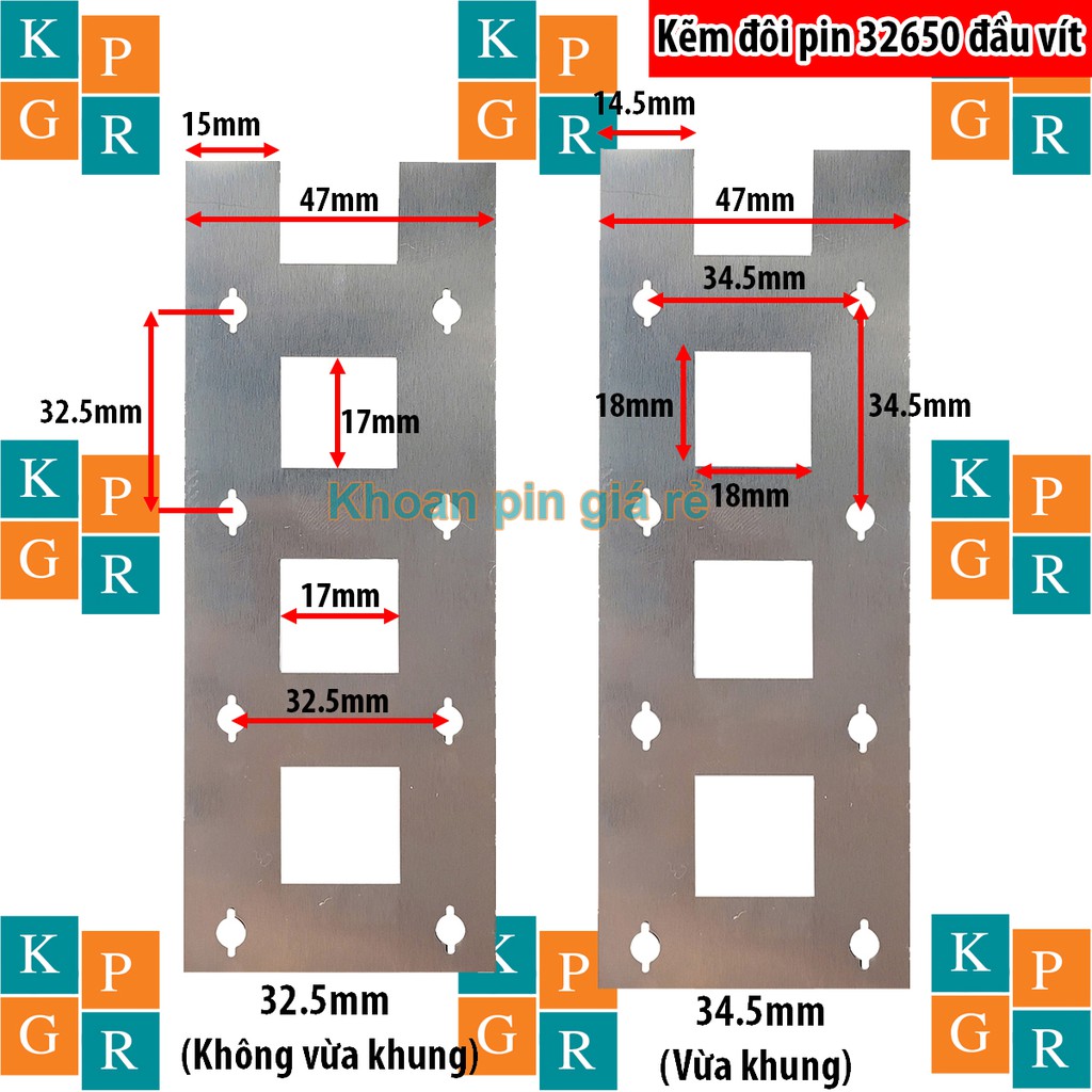 KPGR Kẽm đôi hàn pin 32650 đầu vít