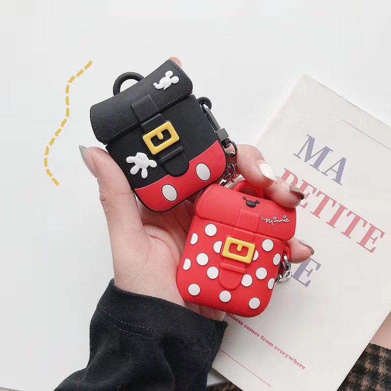 Minnie Duck Pattern Casing School Bag 3d Design AirPods Case Red Blue Silikon AirPod Soft Cover For Apple AirPods 1 2