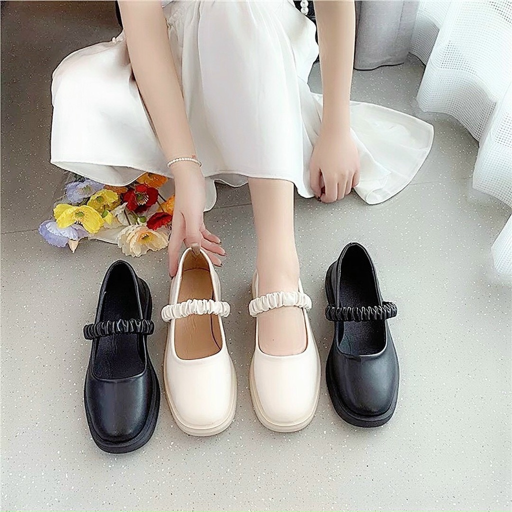 Giày mary nữ tiểu thư Quai Nhún da mềm phong cách Hàn Quốc rẻ đẹp
